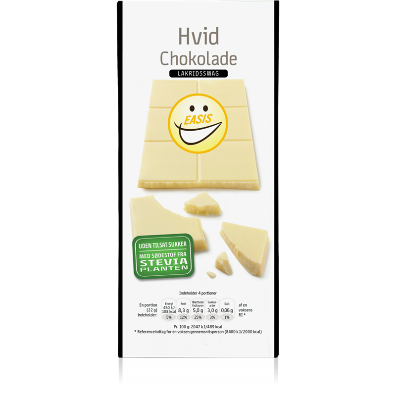 EASIS Hvit sjokoladeplate m. lakrissmak