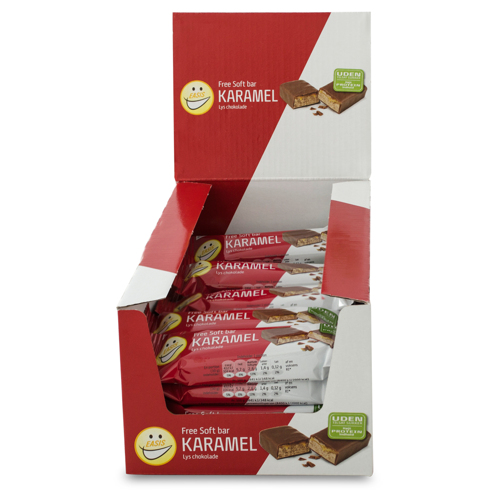 EASIS Soft bar Karamell og melkesjokolade, Kasse med 24 stk.