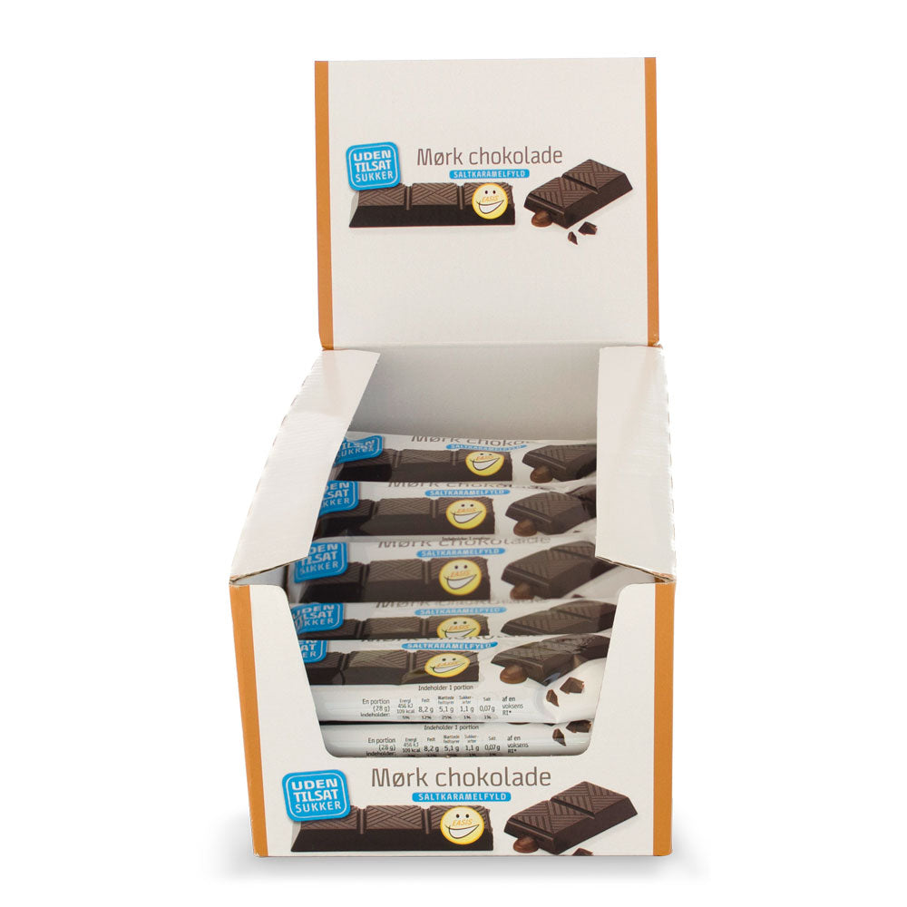 EASIS Mørk Sjokoladebar Saltkaramellfyll, Kasse med 25 stk.