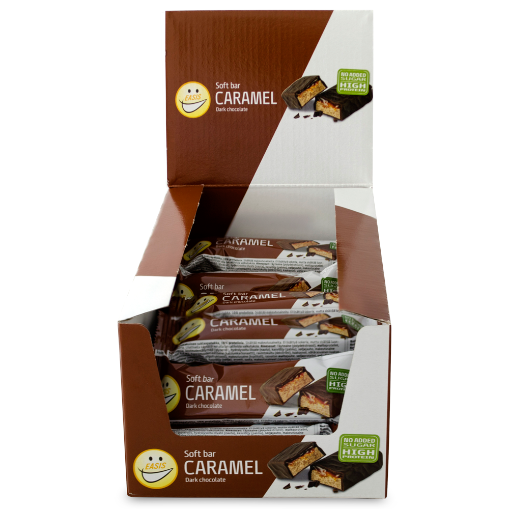 EASIS Soft bar Karamell og mørk sjokolade, Kasse med 24 stk.